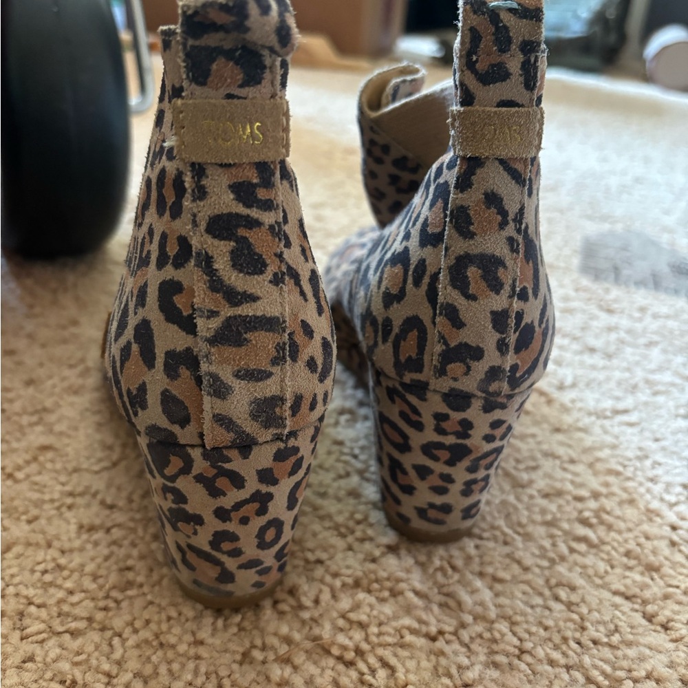 Toms Leopard Print Block Heel Ankle Boots - Brown & Black